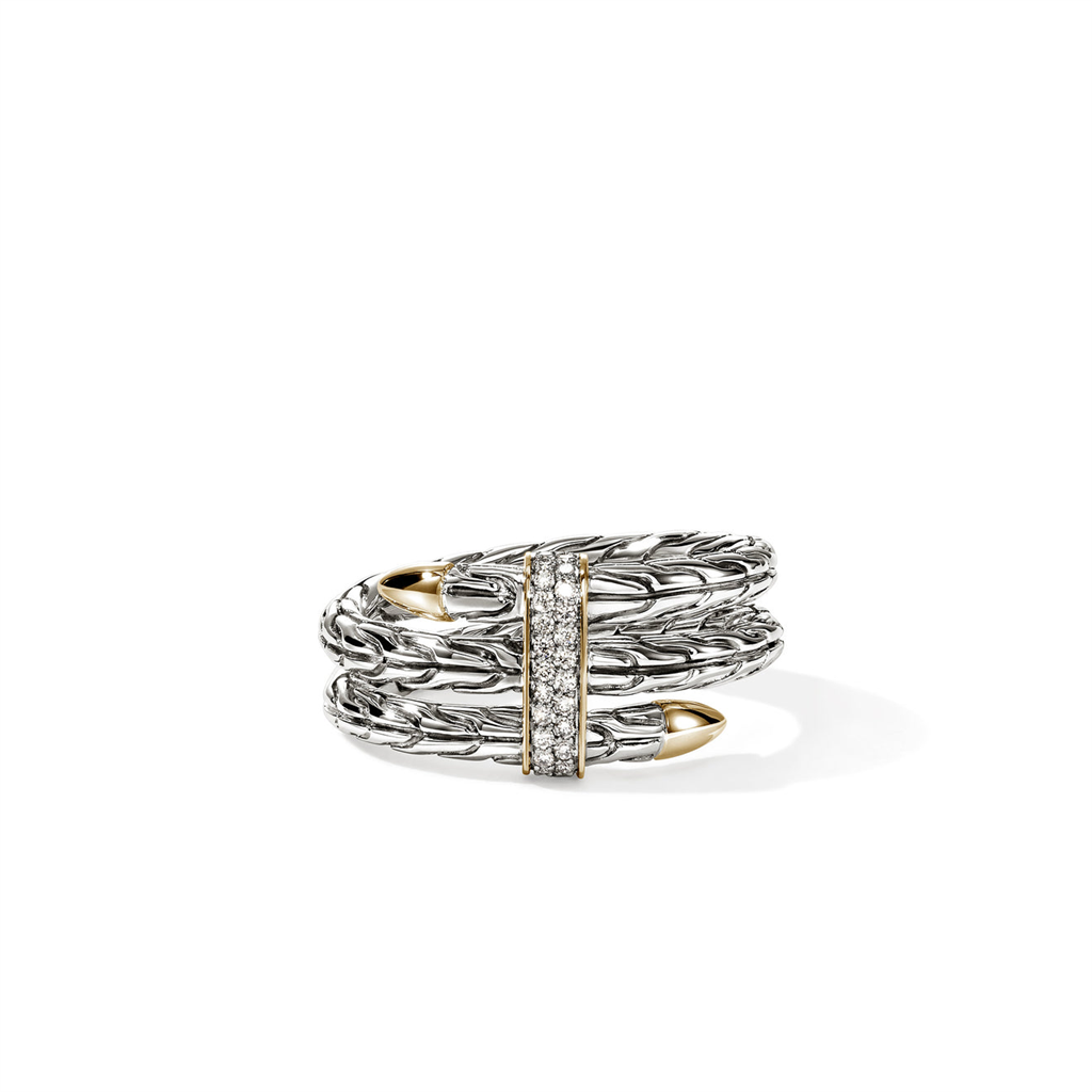 Sterling Silver & 14kt Yellow Gold Diamond Spear Triple Tier Ring RZZP986812DIX7