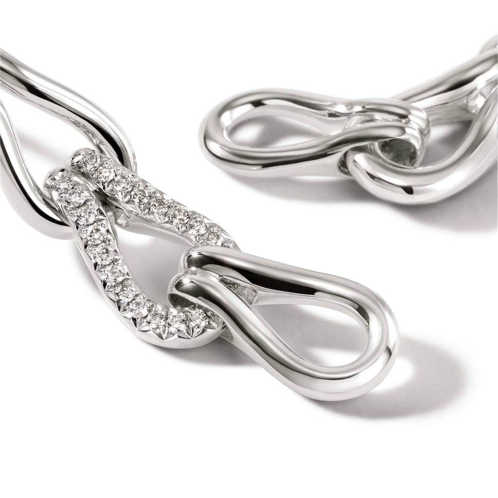 Sterling Silver Diamond Accented Surf Link Earrings