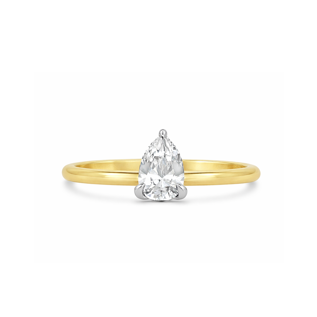 14kt Two-Tone 3-Prong Pear-Shaped Diamond Engagement Ring – 1.00ct