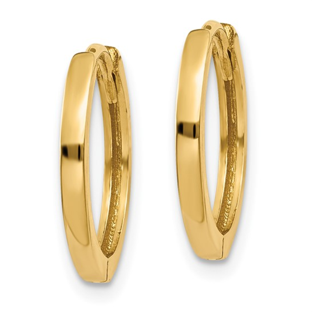 14K Yellow Gold 1.75 x 11mm Round Hinged Hoop Earrings
