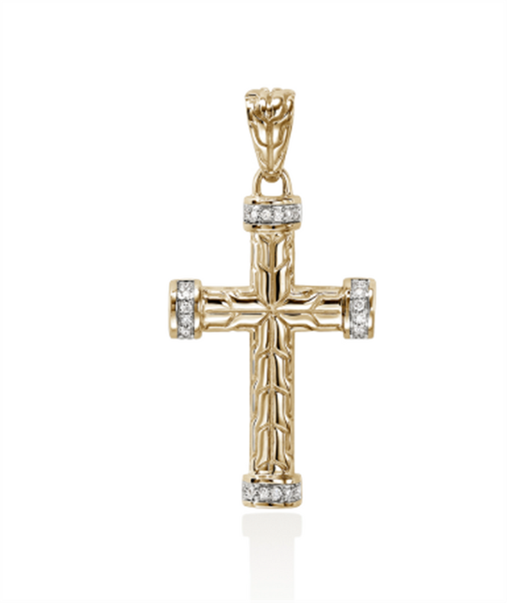 14kt Yellow Gold Diamond Cross Pendant