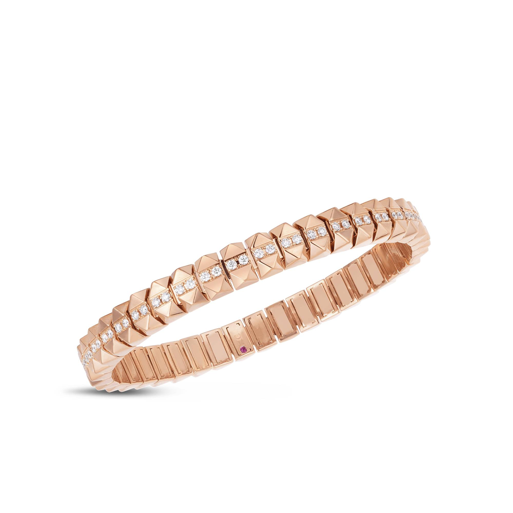 18kt Rose Gold Obelisco Diamond-Accented Flexible Bangle