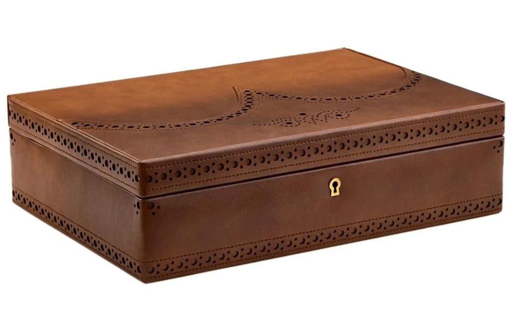 WOLF 1834 441006 Brogue 10 Piece Watch Box in Burnished Brown