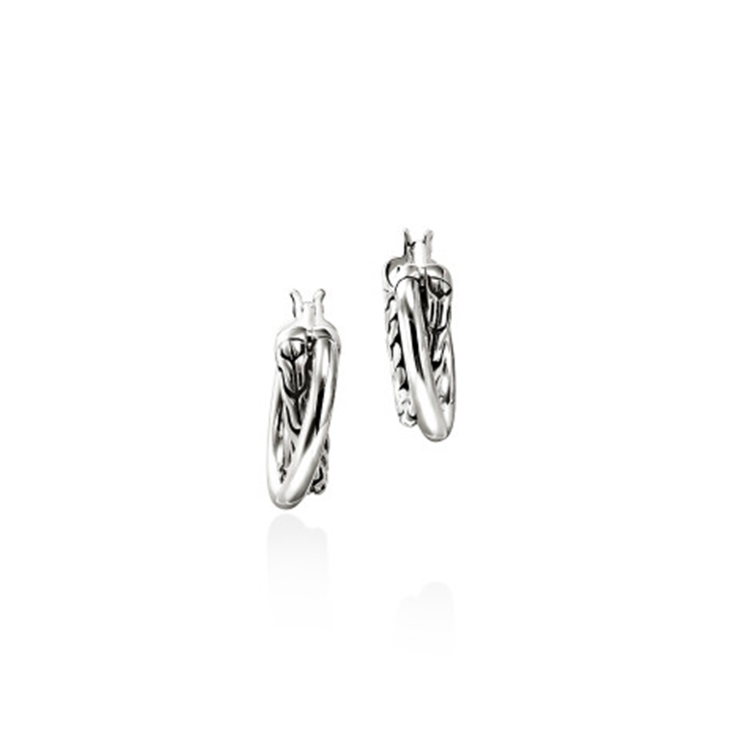 Sterling Silver 9.5mm Crossover Hoop Earrings