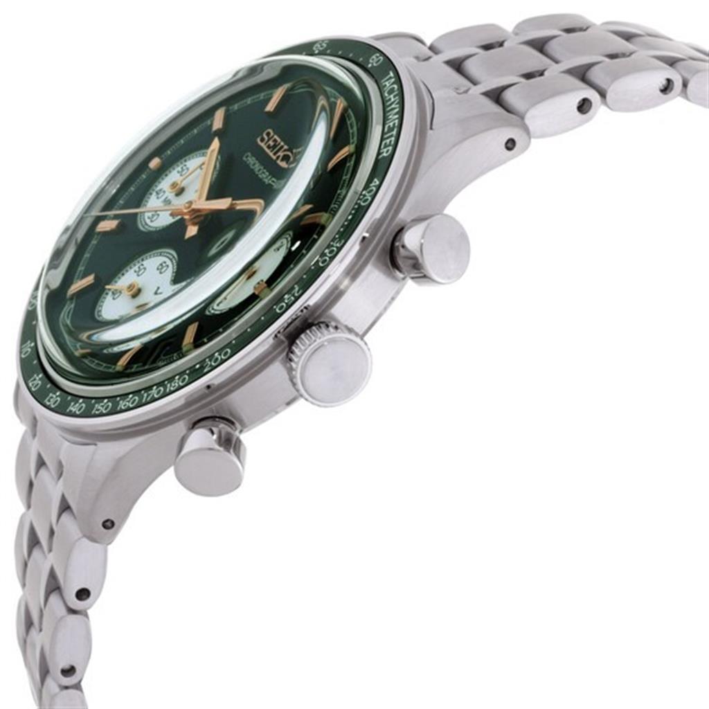 Seiko Essentials Chronograph Stainless Steel Green Dial Watch ā Model SSB481