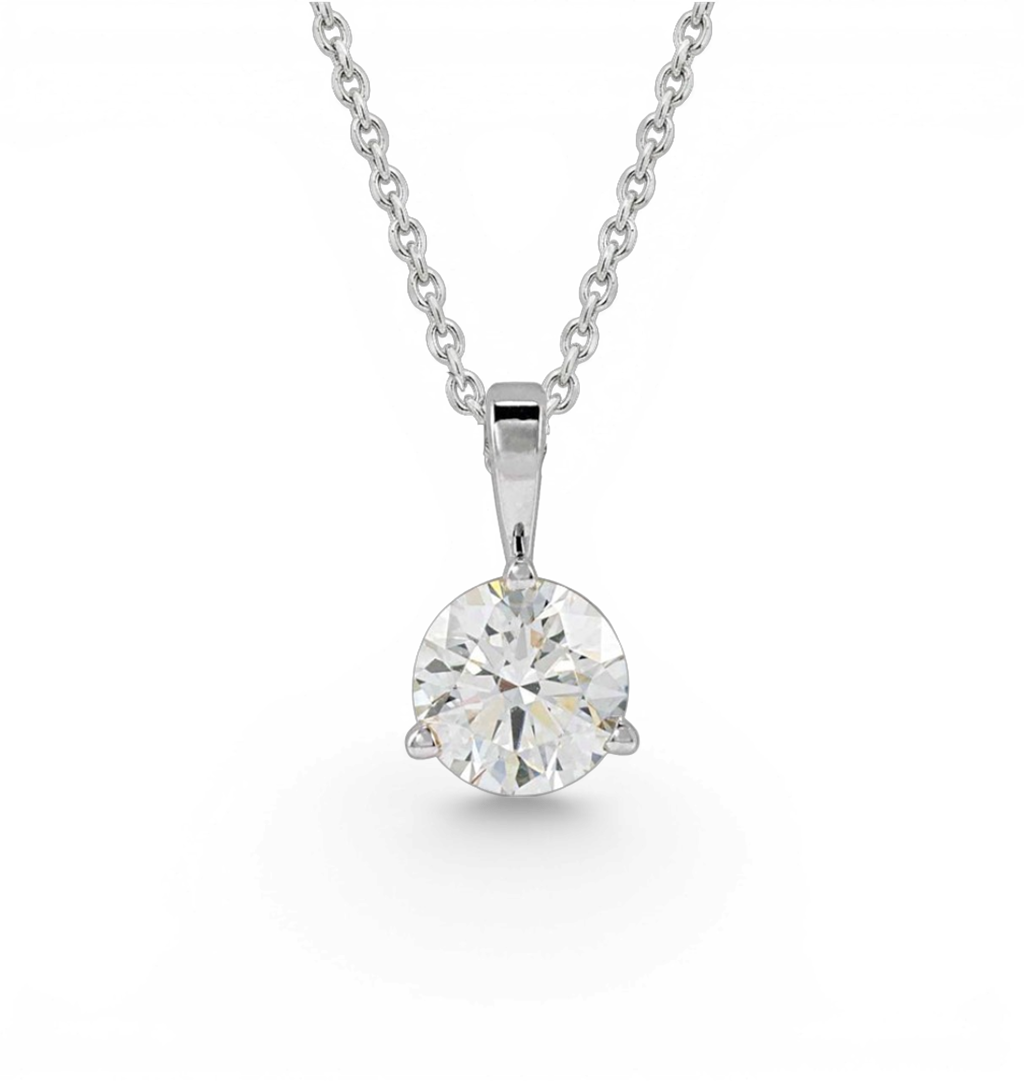 14kt White Gold 3-Prong Round Diamond Pendant