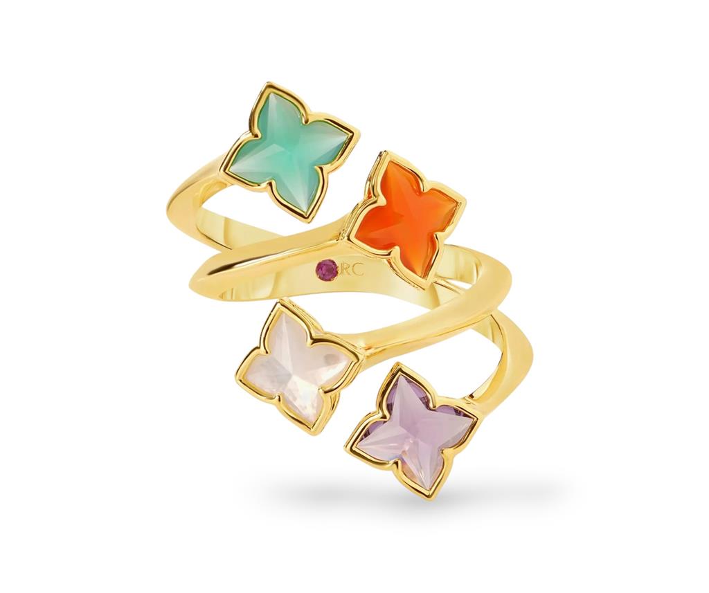 18KT Yellow Gold Roberto Coin Venetian Princess Carnival Flower Ring