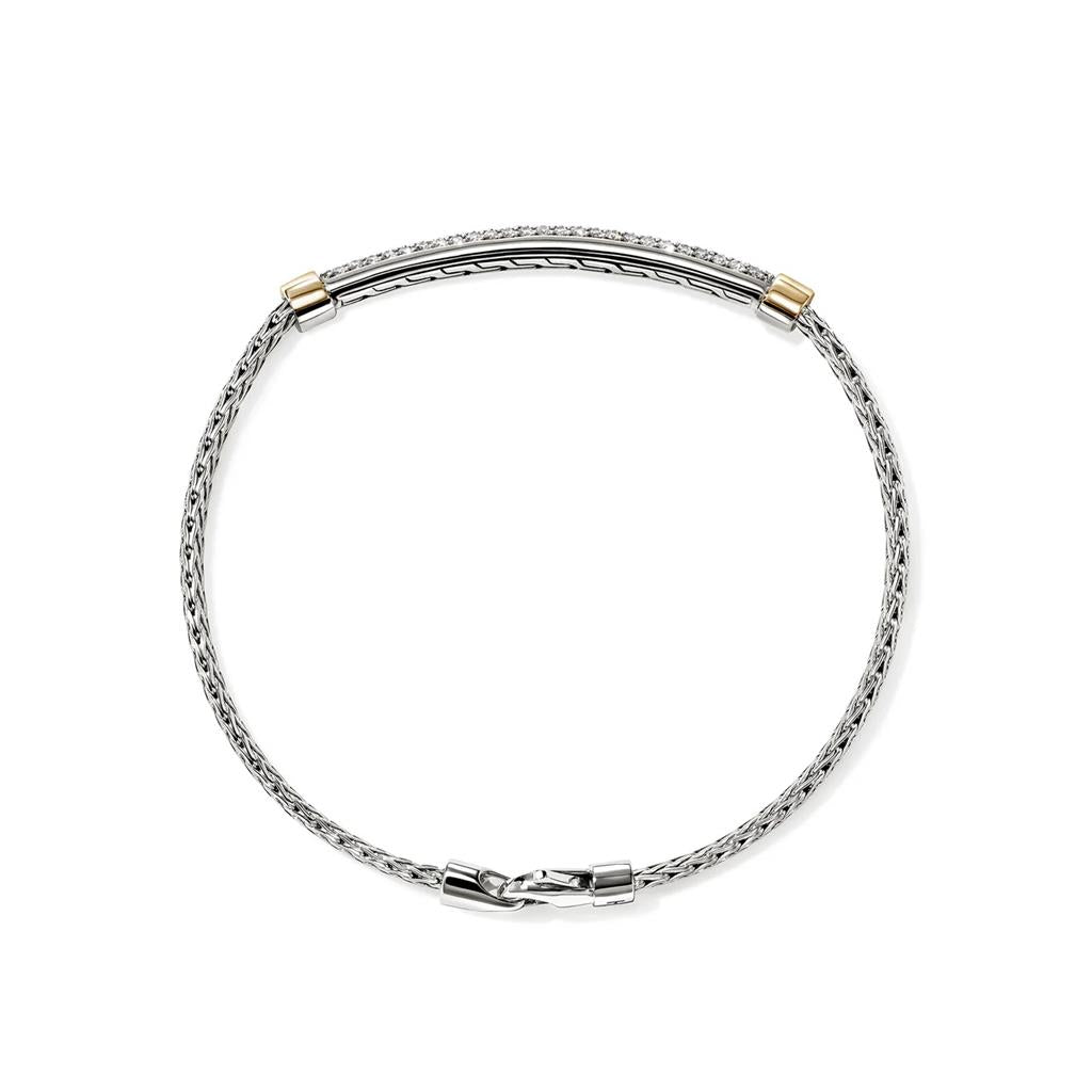 Essential Pavé Diamond Bracelet – 2.5mm Sterling Silver & 14kt Yellow Gold BUZZP988662DIXUM