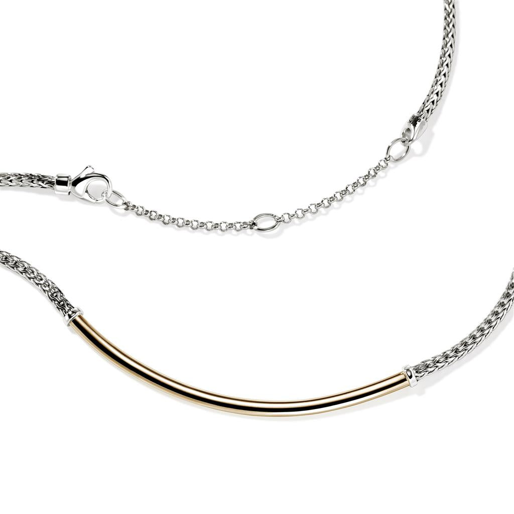 Ladies Sterling Silver & 14kt Yellow Gold 2.5mm Mini Chain Necklace
