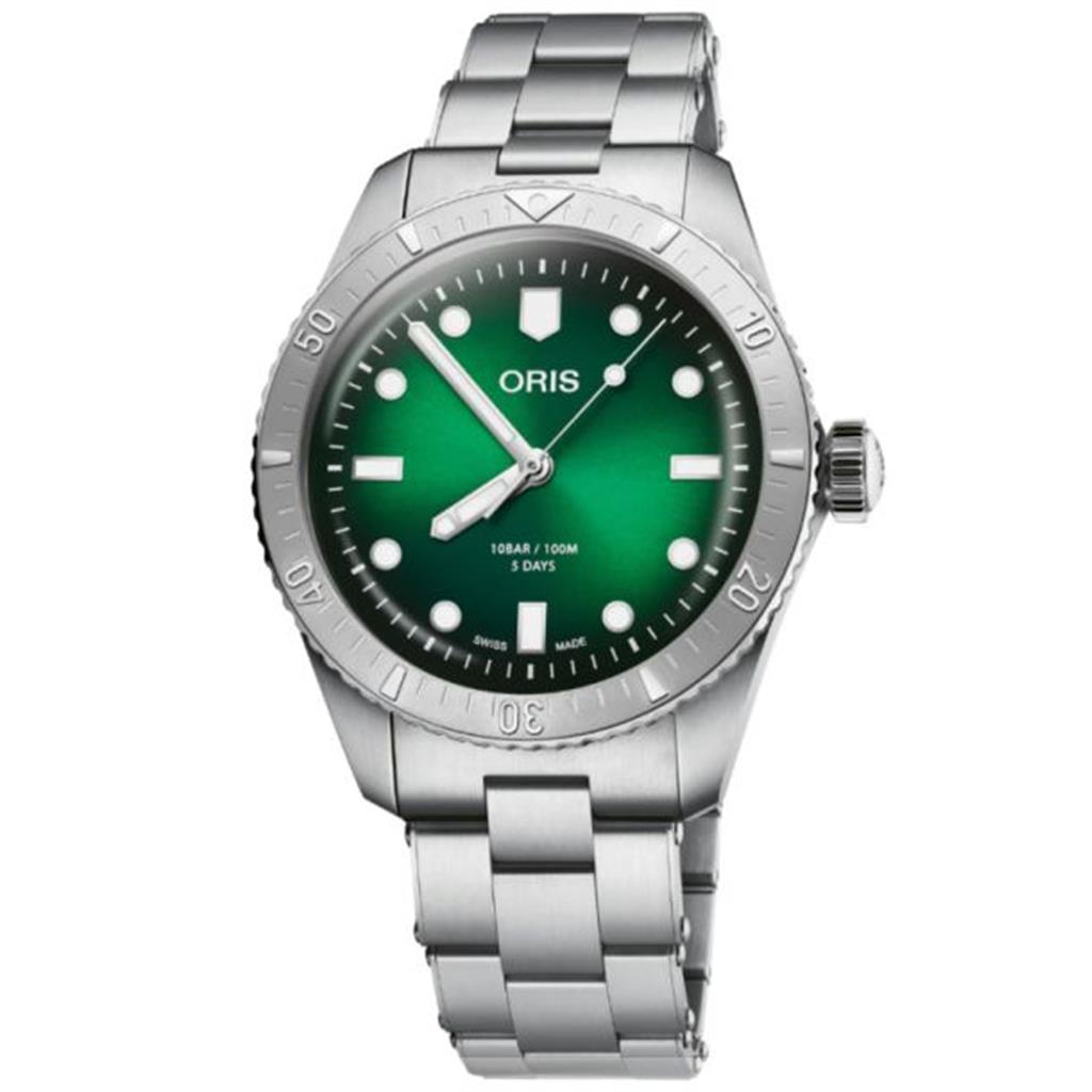Oris Divers Sixty-Five Caliber 400 Green Dial Stainless Steel Watch 38mm - 01 400 7774 4057-07 8 19 18