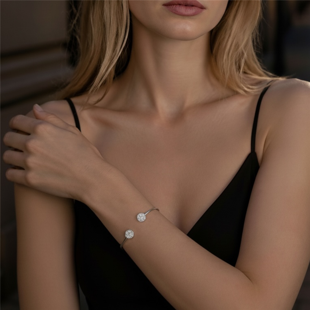 Eternity Diamond Cluster Cuff Bracelet