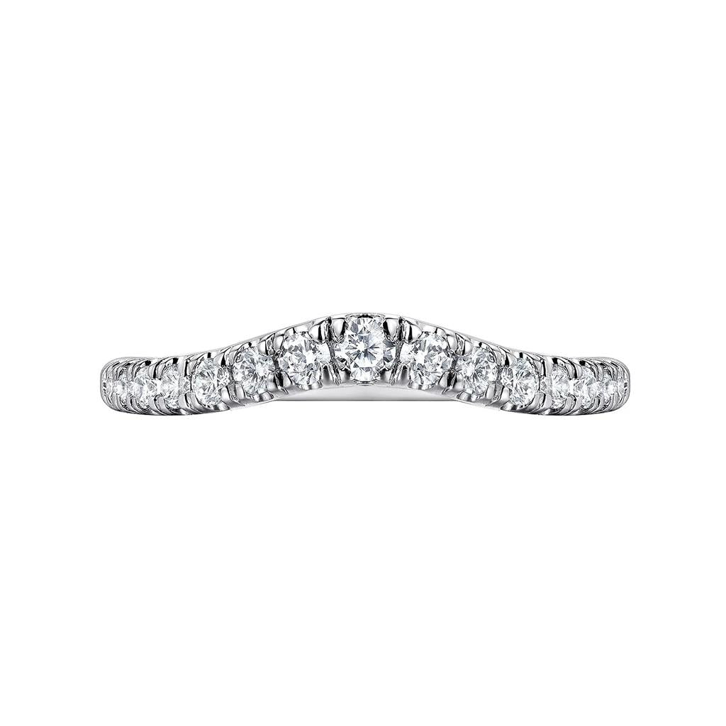 14 Kt White Gold Contoured Diamond Wedding Band