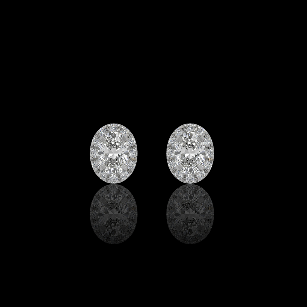Eternity Oval Diamond Halo Stud Earrings