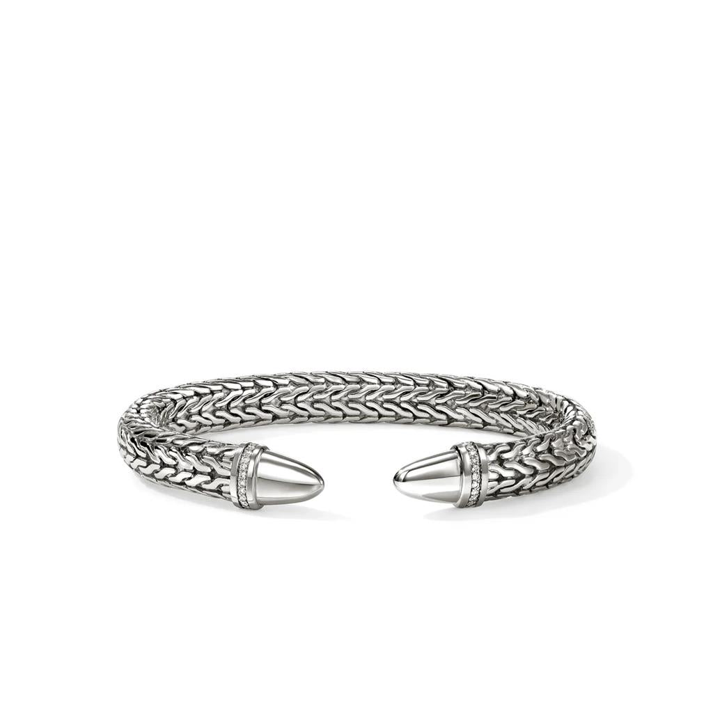 Spear 50 Flex Cuff Bracelet – 8.9mm Sterling Silver with 0.25ct Black Diamond Pavé