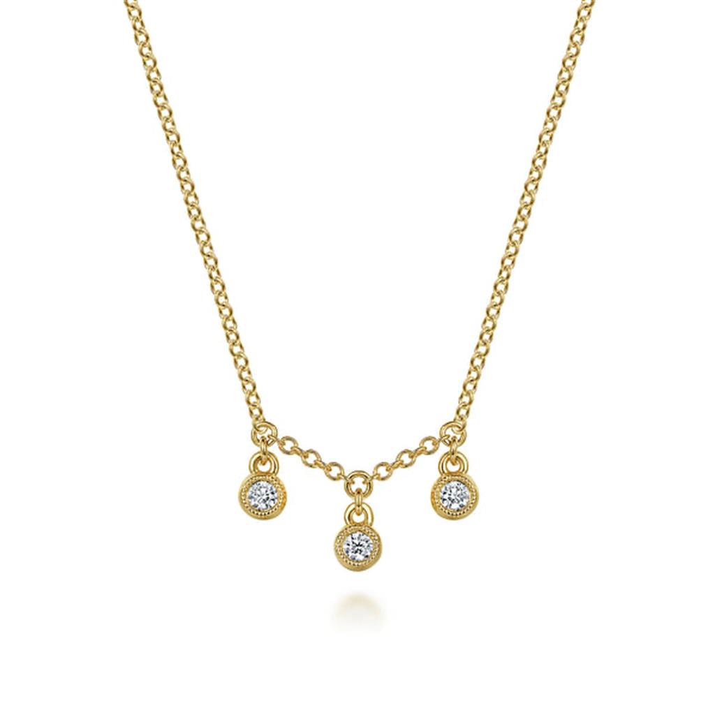 14kt Yellow Gold Diamond Drop Pendant Necklace NK7044Y45JJ