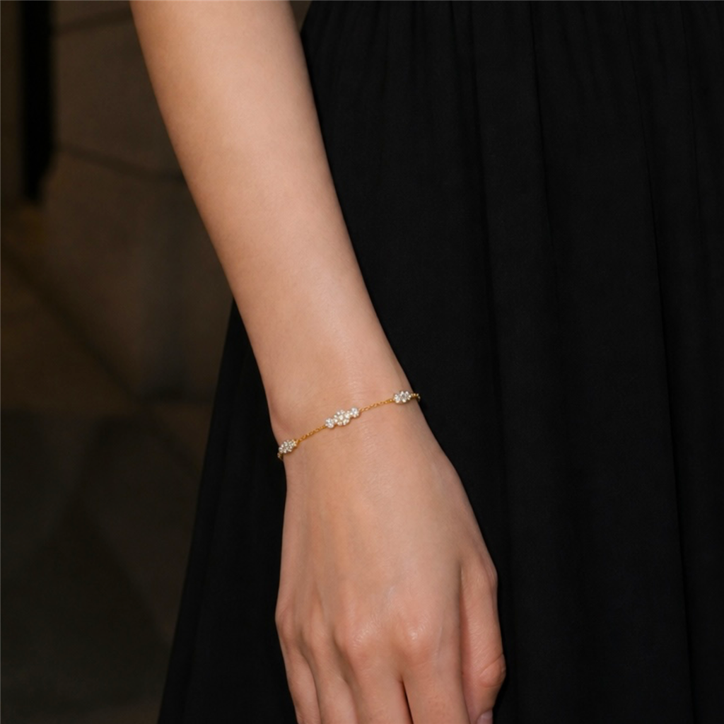 Eternity Diamond Triple Cluster Station Bracelet