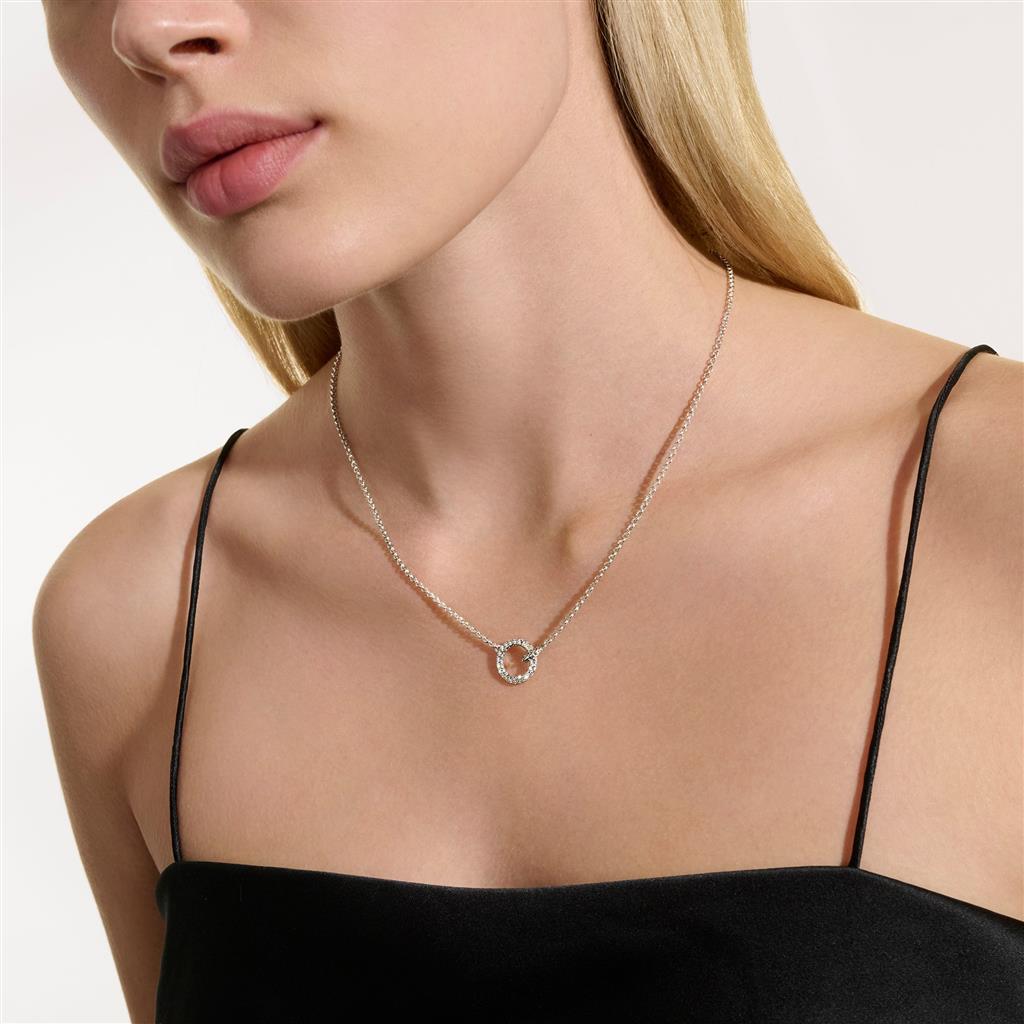 Sterling Silver Essentials Diamond Pavé 2mm Mini Rolo Chain Interlinking Necklace NBP987802DIX16-18