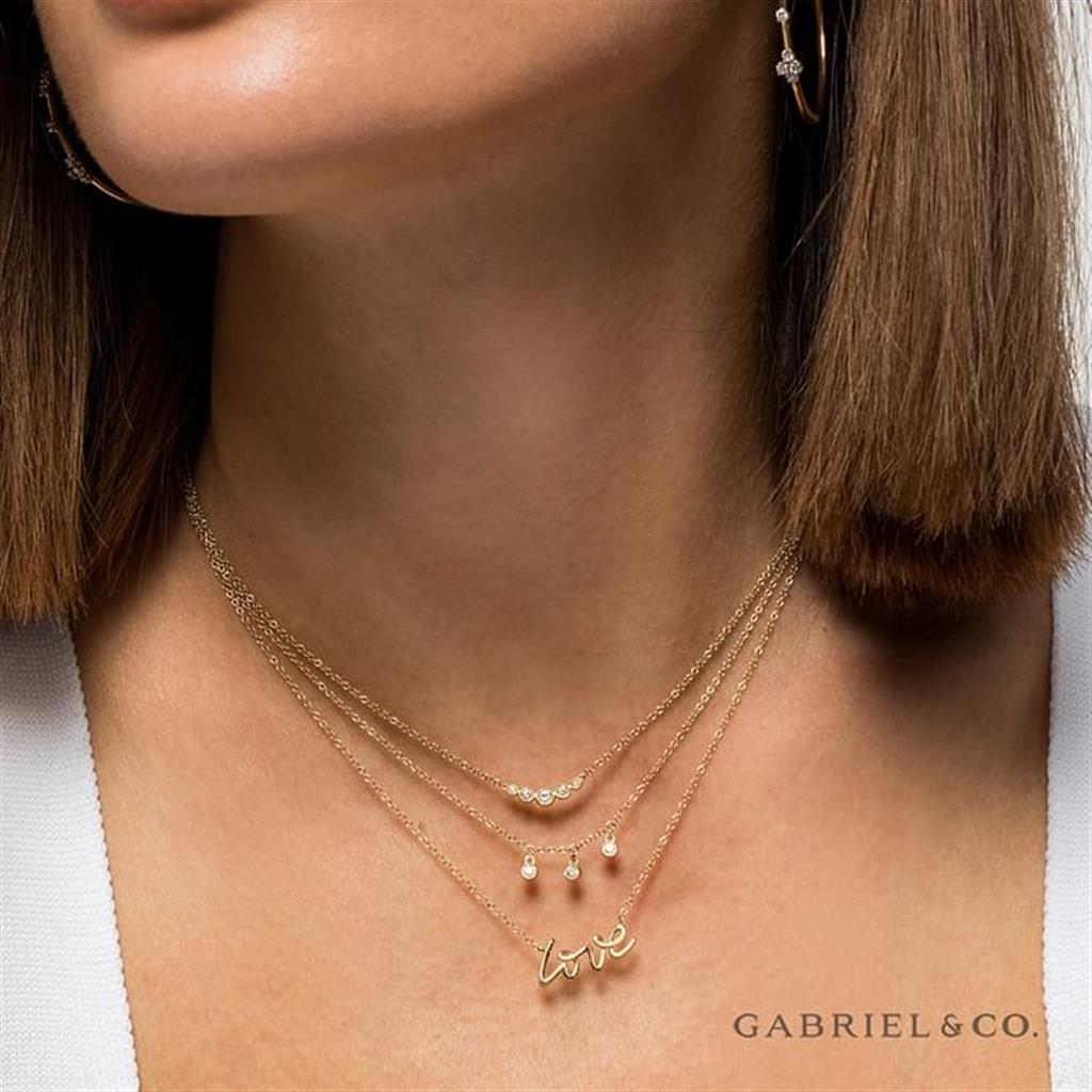14kt Yellow Gold Diamond Drop Pendant Necklace NK7044Y45JJ