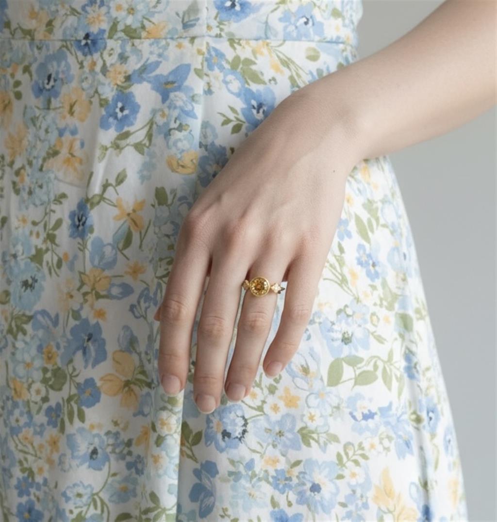 14K Yellow Gold Citrine & Diamond 3-Stone Ring | 1.32 CTW