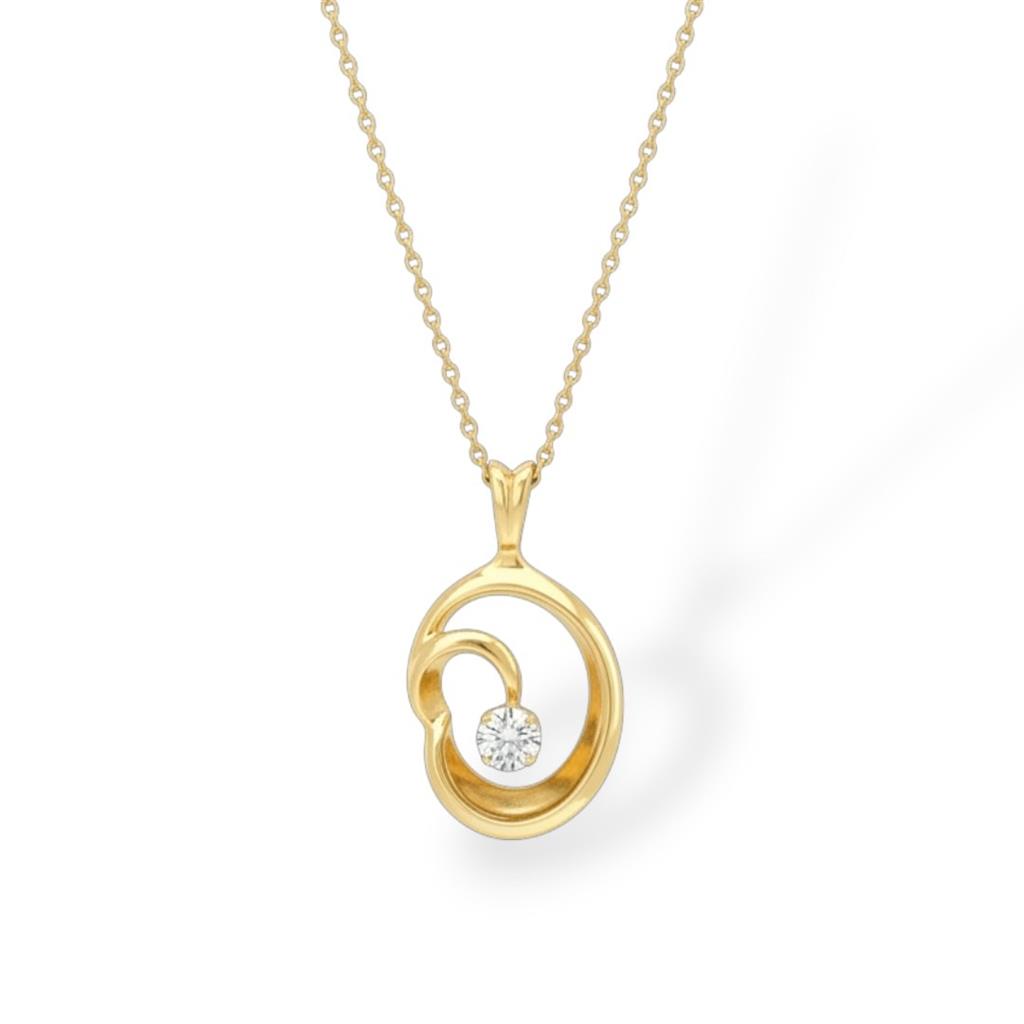14K Yellow Gold Diamond Pendant Necklace