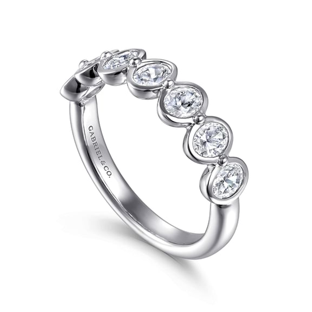 14KT White Gold 7 Stone Oval Bezel Band Designed By Gabriel & Co.