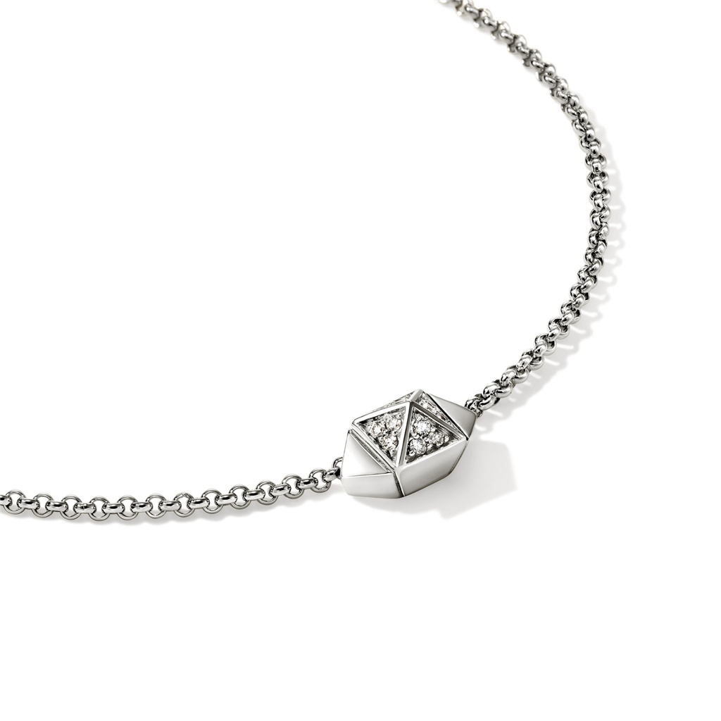 Sterling Silver Diamond Icon Stud Necklace