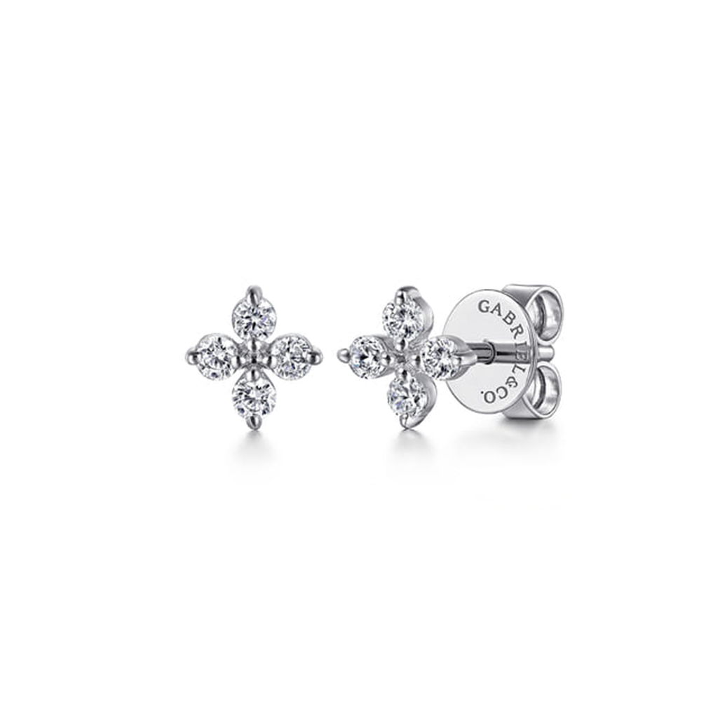 14kt White Gold 4-Stone Diamond Stud Earrings (0.10ct, 8 Diamonds)
