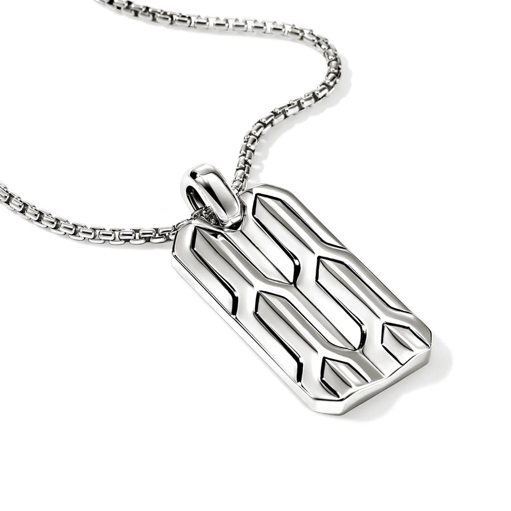 Icon 50 Tag Necklace – 2.7mm Sterling Silver Box Chain, 24