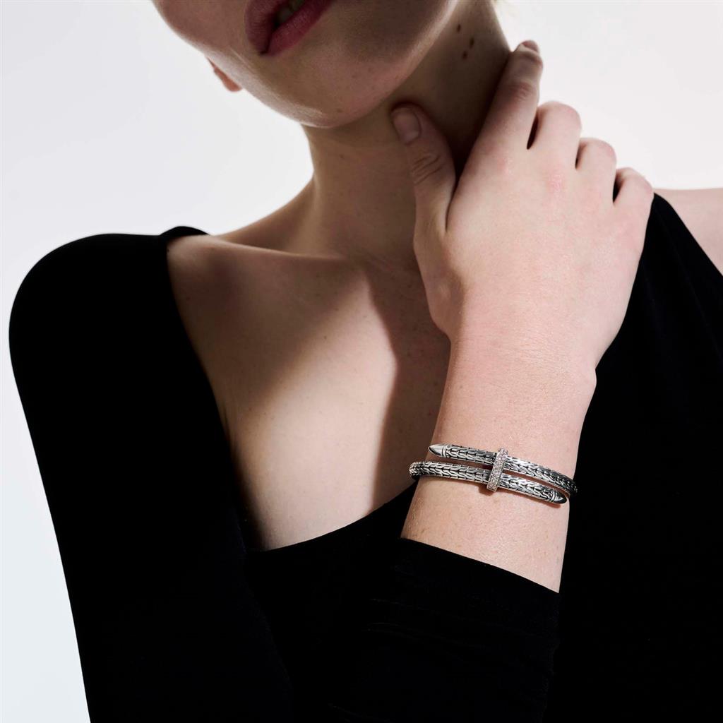 Sterling Silver Diamond Spear Flex Cuff Bracelet