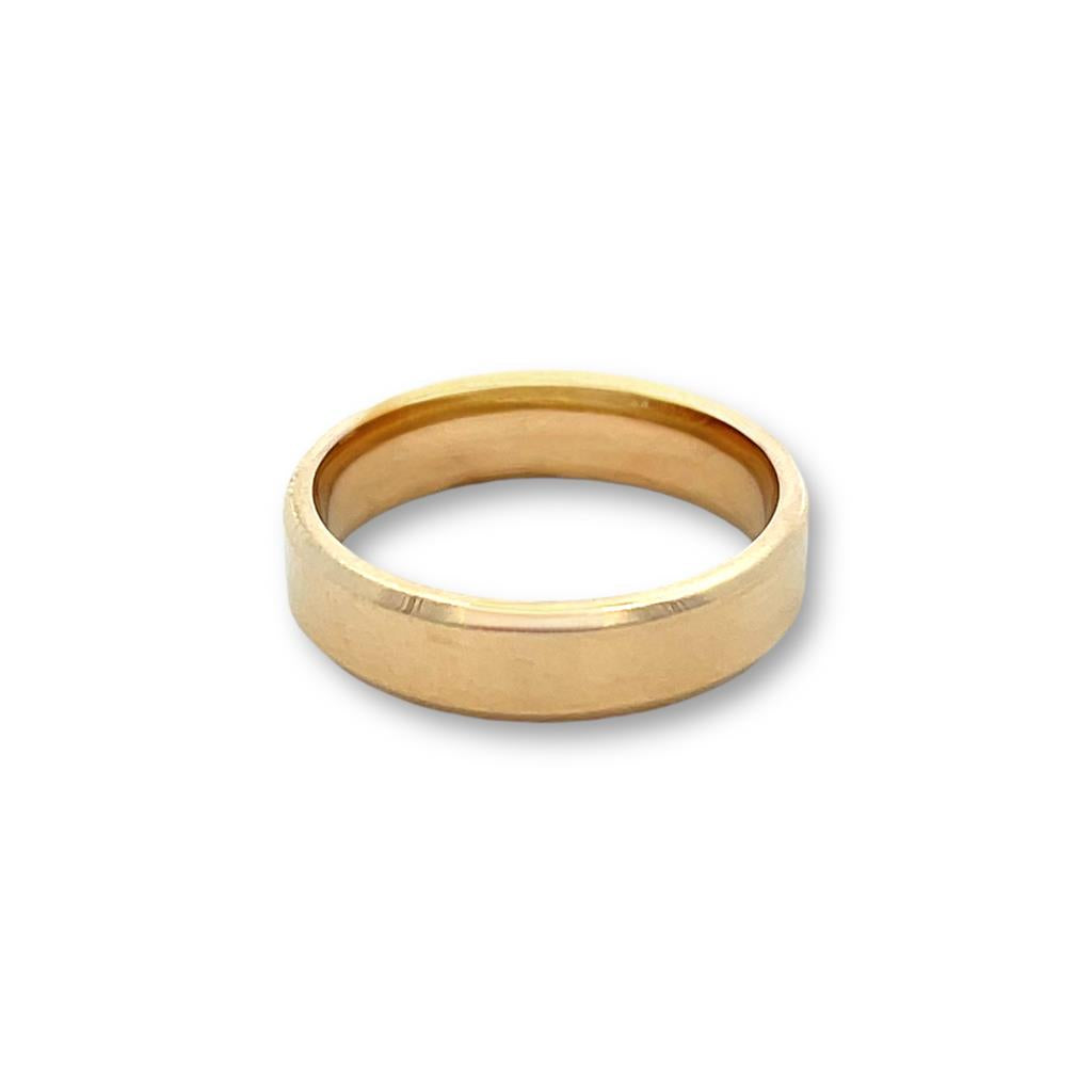14Kt Yellow Gold 5mm Flat Bevel Edge Comfort Fit Plain Wedding Band