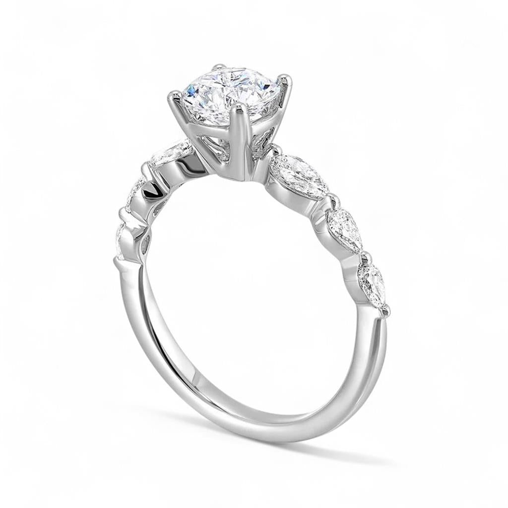14KT White Gold Round Engagement Ring Semi-Mounting