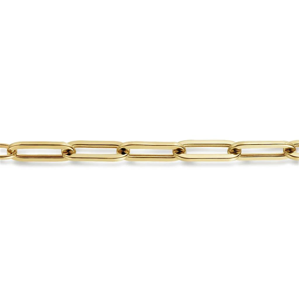 14K Yellow Gold Hollow Paperclip Chain Bracelet