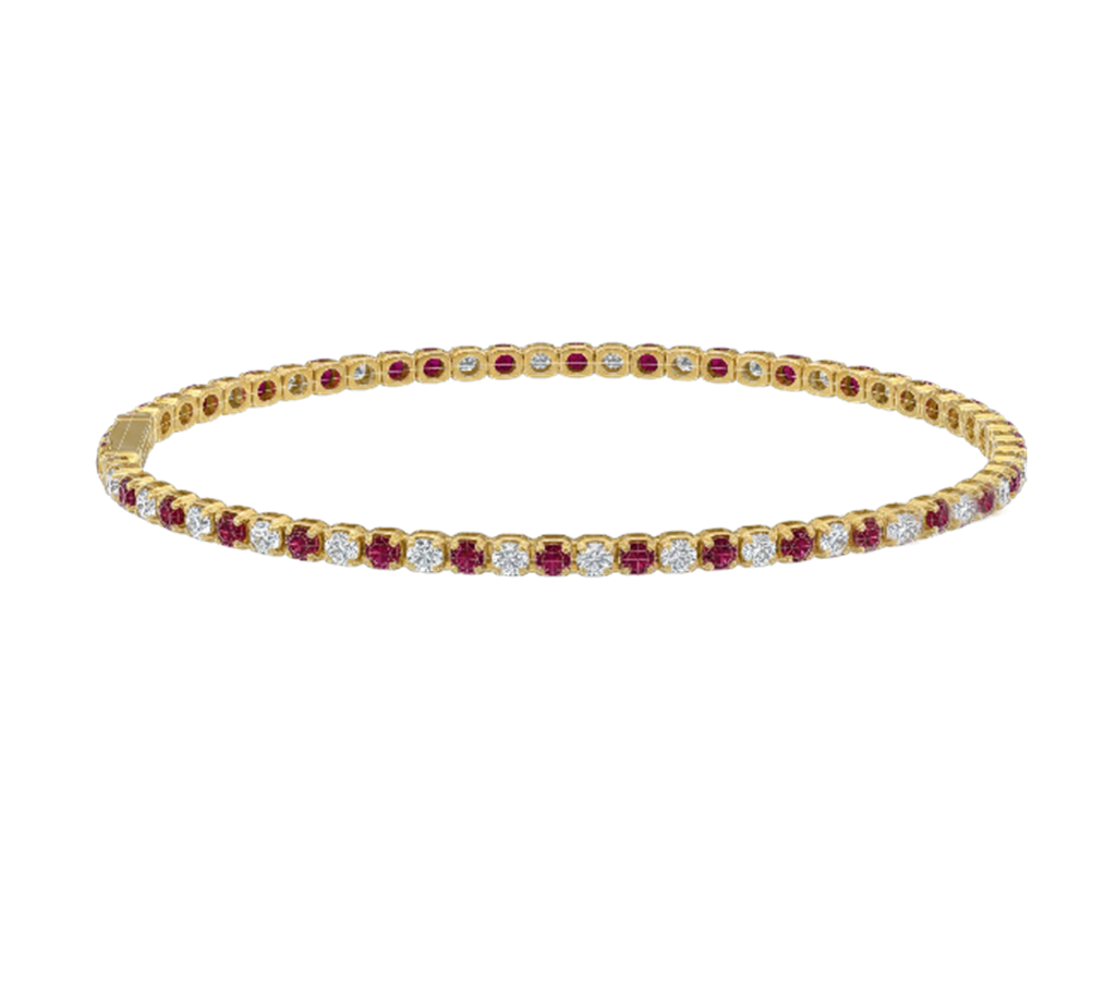 14kt Yellow Gold Diamond & Ruby Tennis Bracelet