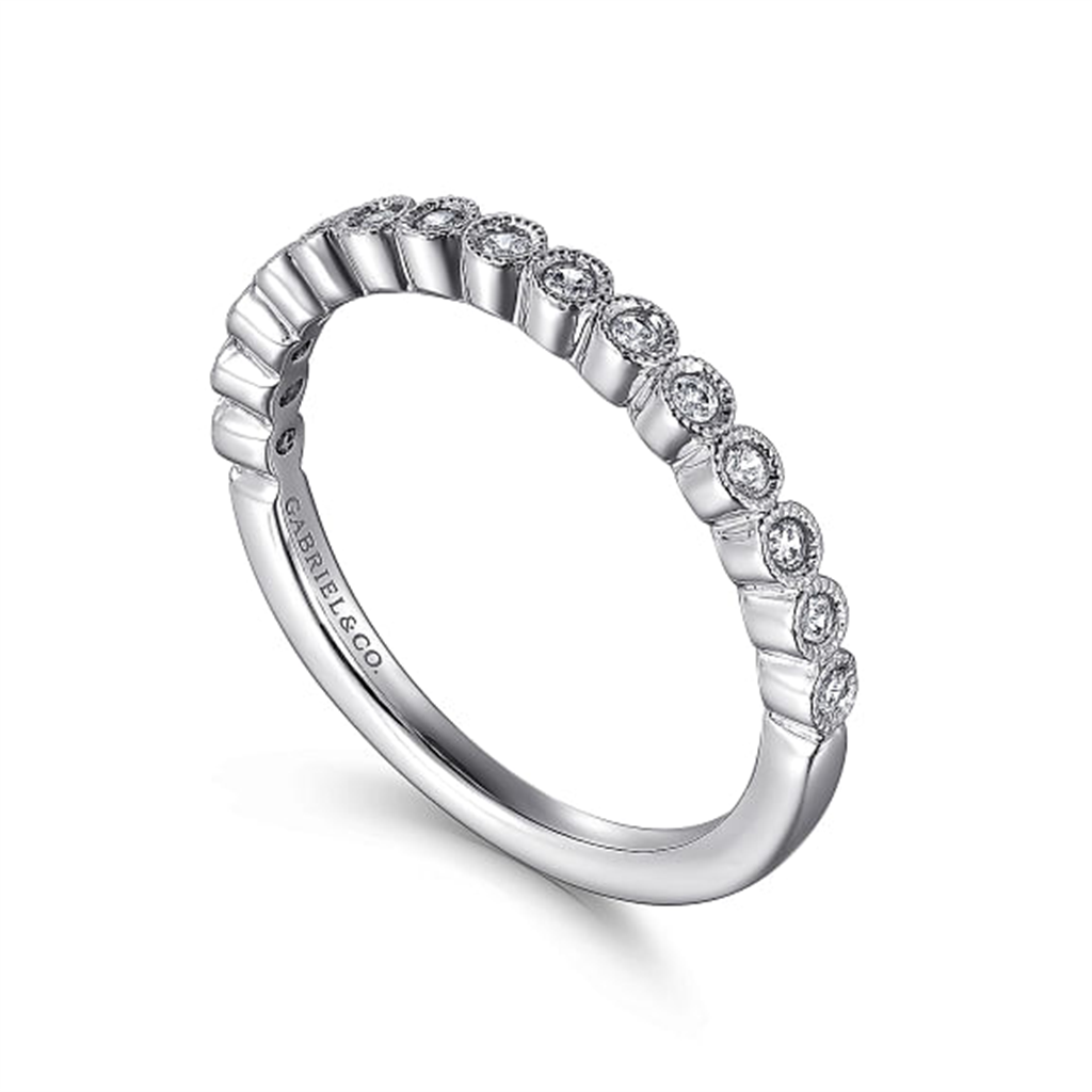 14K White Gold Round Bezel Set Diamond Band - 0.15 ct
