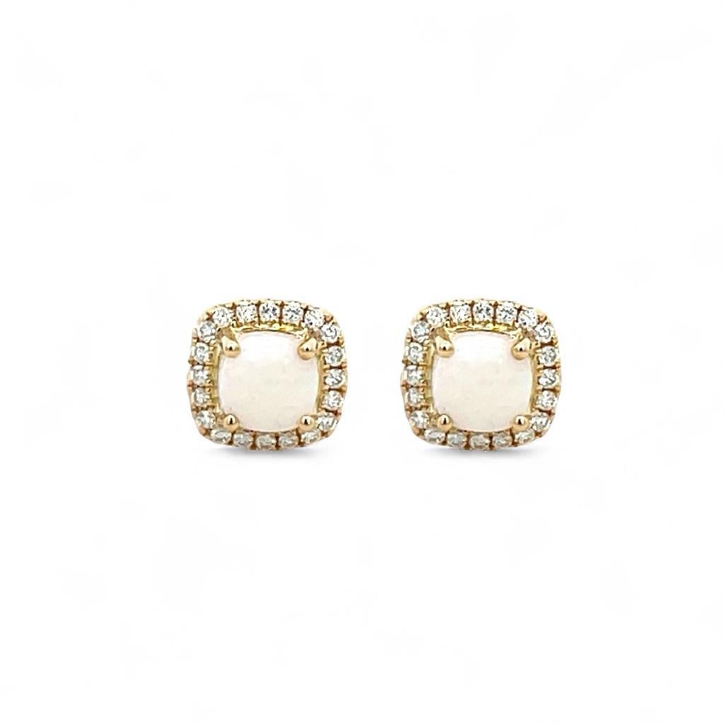 14Kt Yellow Gold Halo Stud Earrings