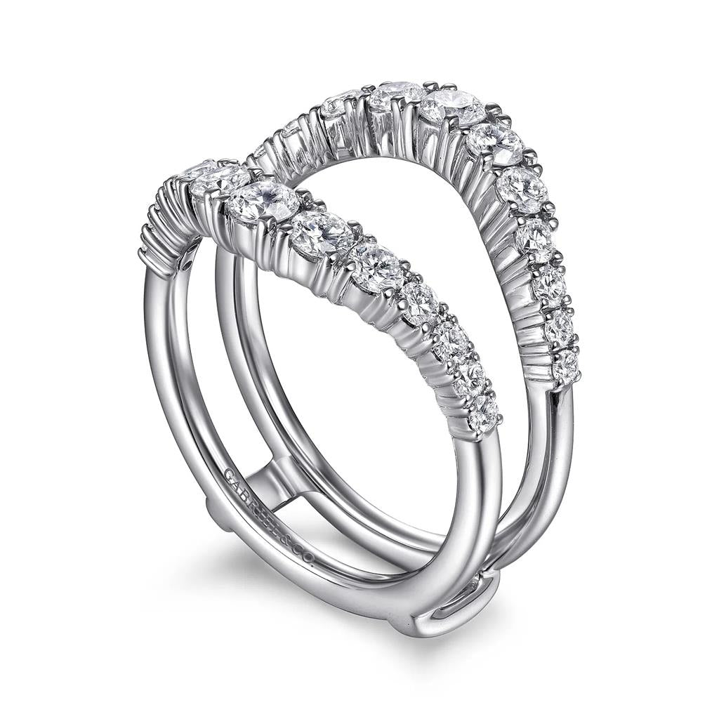 14K White Gold Curved Diamond Ring Enhancer