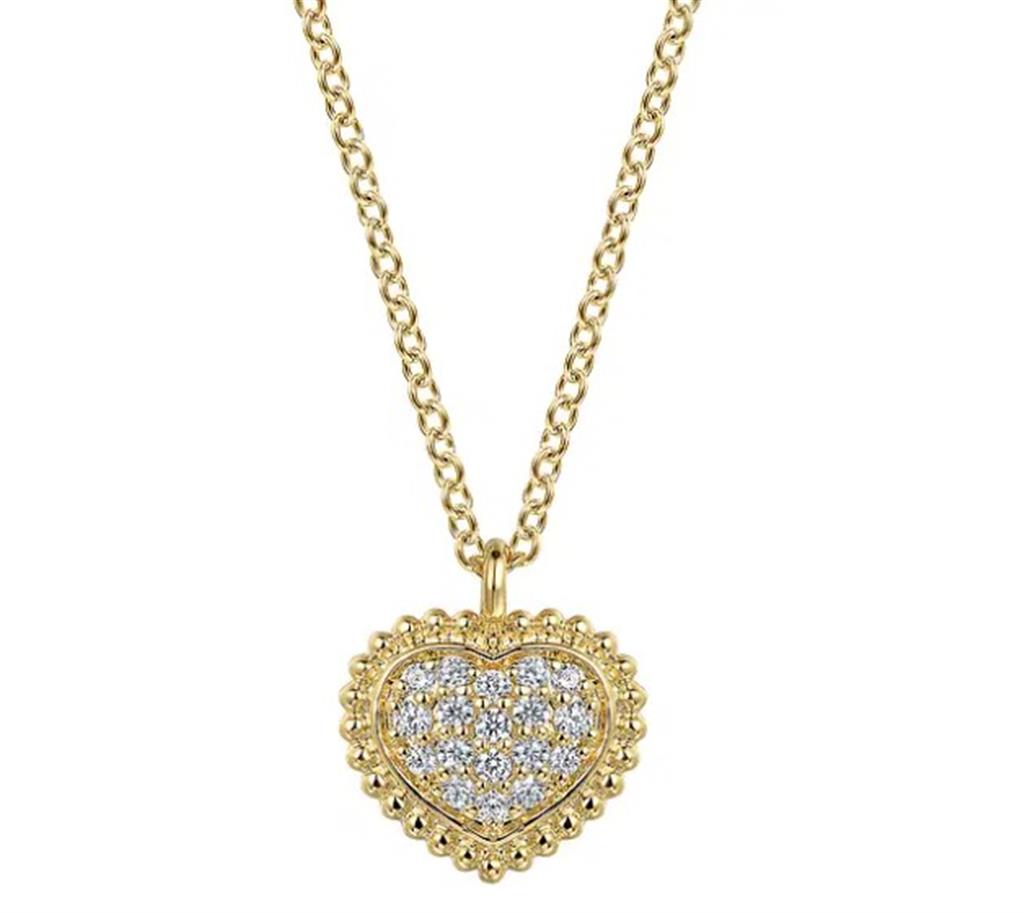14kt Yellow Gold Bujukan Heart Diamond Pendant Necklace