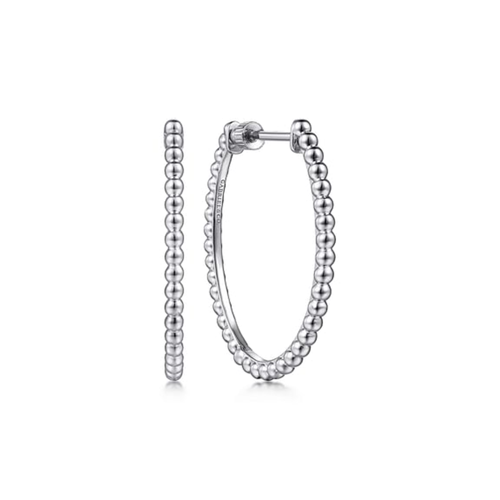 925 Sterling Silver Bujukan Oval Classic 30mm Hoop Earrings