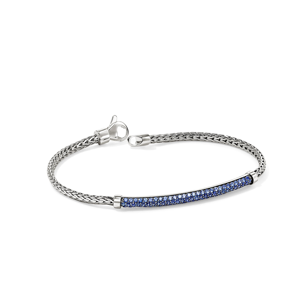Sterling Silver Blue Sapphire Essential Pavé 2.5mm Bracelet
