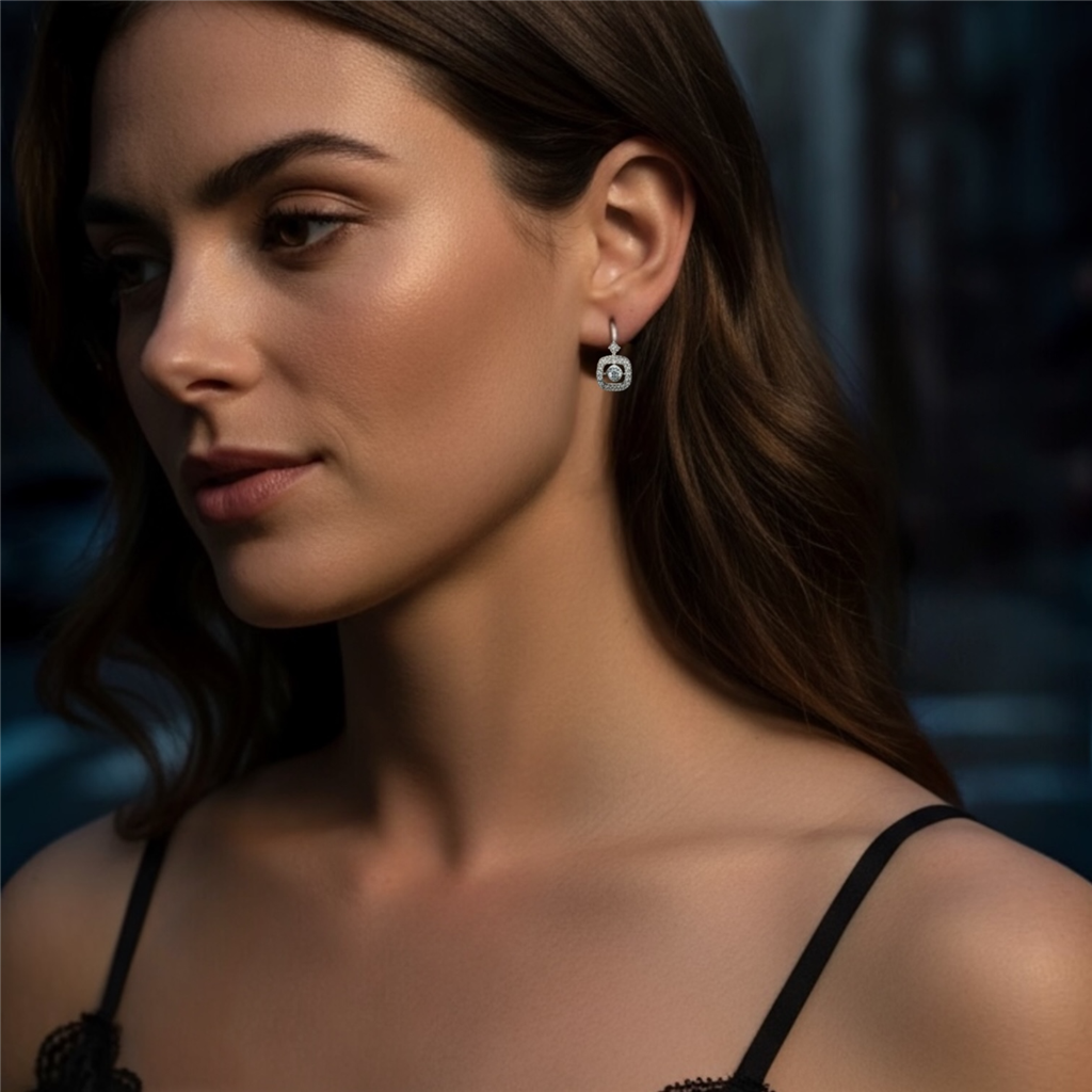Eternity Vintage Halo Diamond Earrings