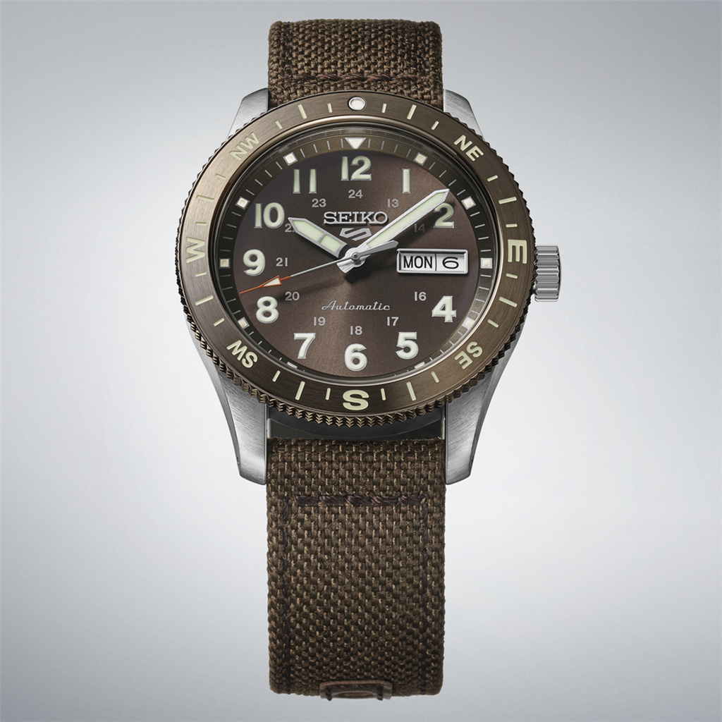 Seiko 5 Sports Field Series HDB009 41mm Stainless Steel Brown Dial Compass Watch