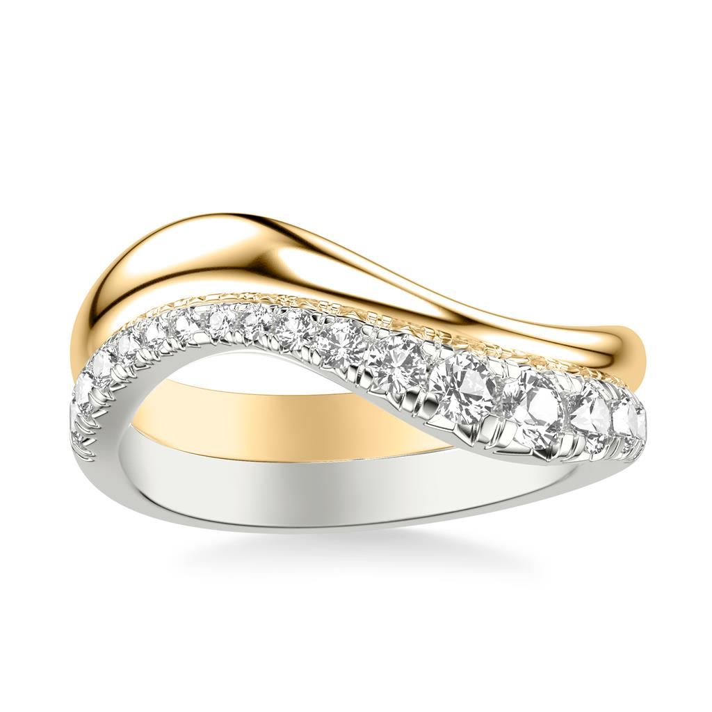 Two-Tone Organic Curve Double Row Diamond Band Designed by Frederick Goldman