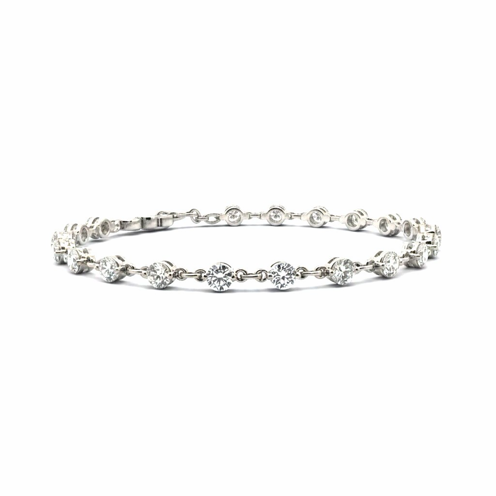 14KT White Gold 3.22ct Diamond Tennis Link Bracelet
