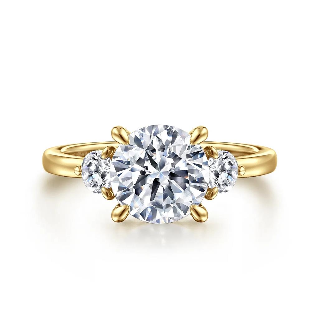 14kt Yellow Gold 3-Stone Diamond Semi-Mounting