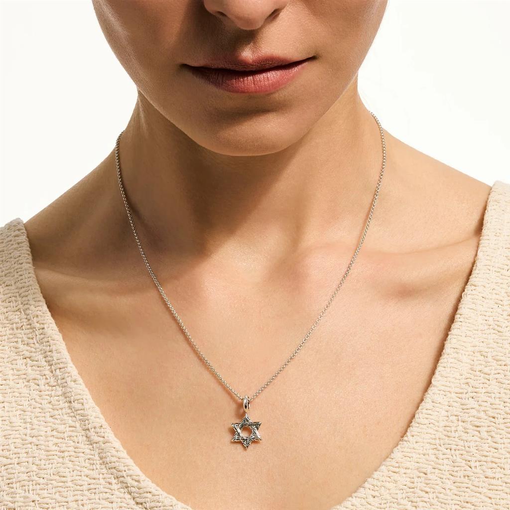 Sterling Silver Essentials Star of David Necklace – Adjustable 16–18"