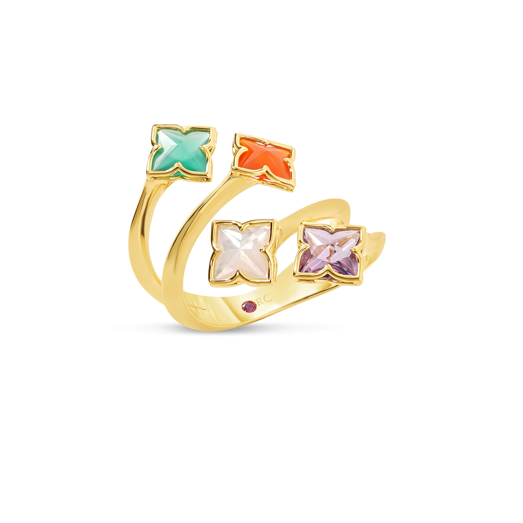 18KT Yellow Gold Roberto Coin Venetian Princess Carnival Flower Ring