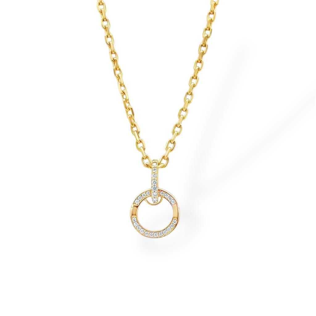 14kt Yellow Gold Diamond Disc Pendant Necklace – 15–18"