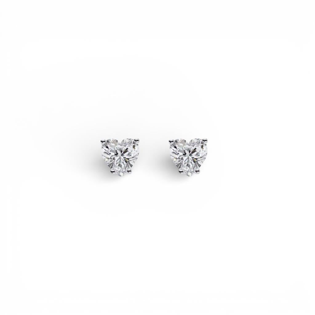 14kt White Gold Heart-Shaped Diamond Stud Earrings