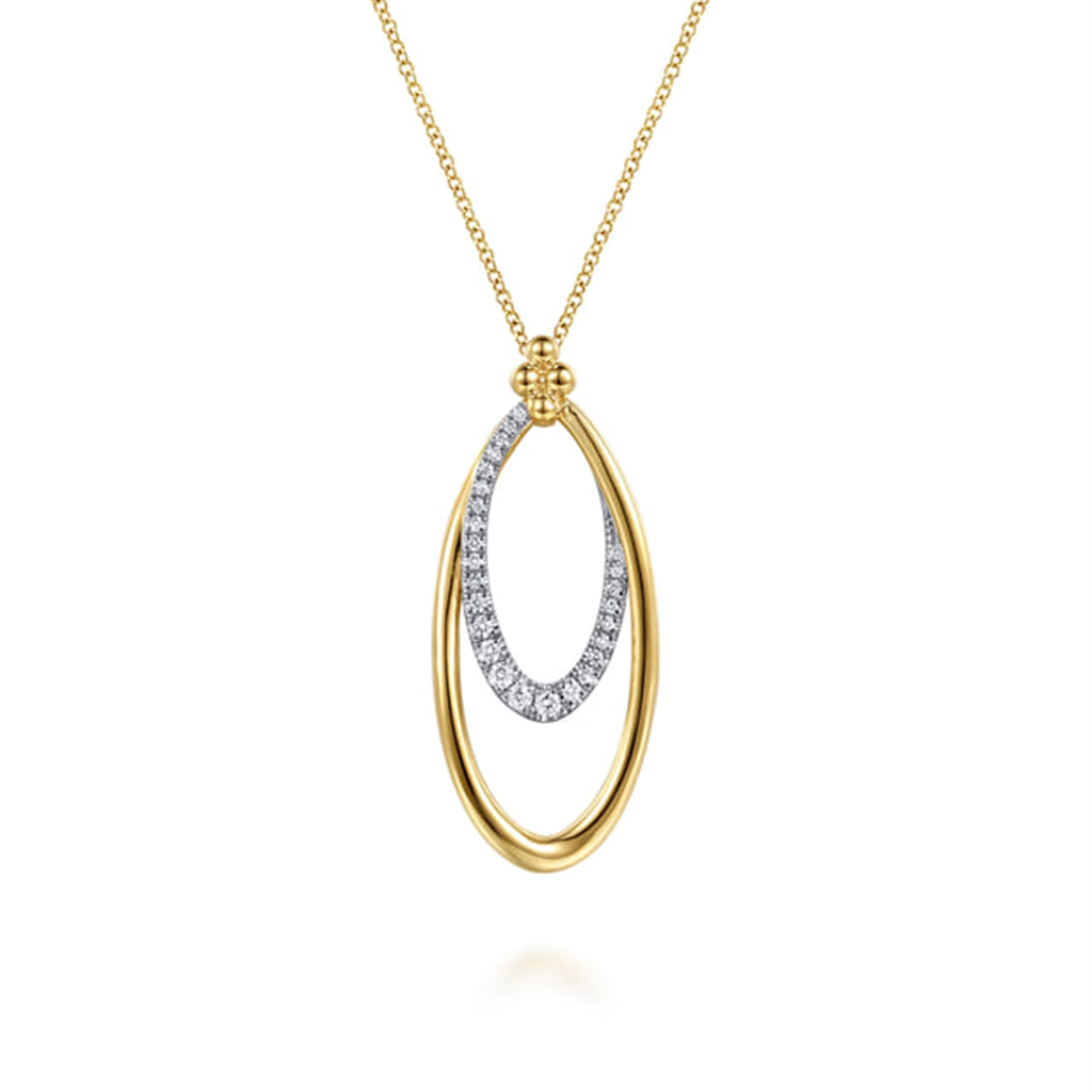 14KT Two-Tone Bujukan Diamond Clover & Graduating Pendant Necklace