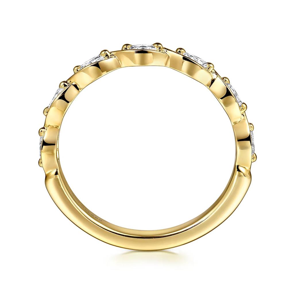 14K Yellow Gold Marquise Diamond Wedding Band